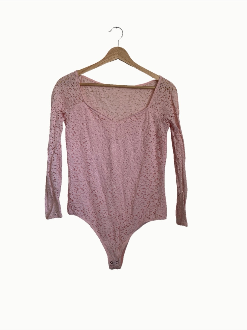 Hollister Dusty Pink Lace Long Sleeve Bodysuit Size L